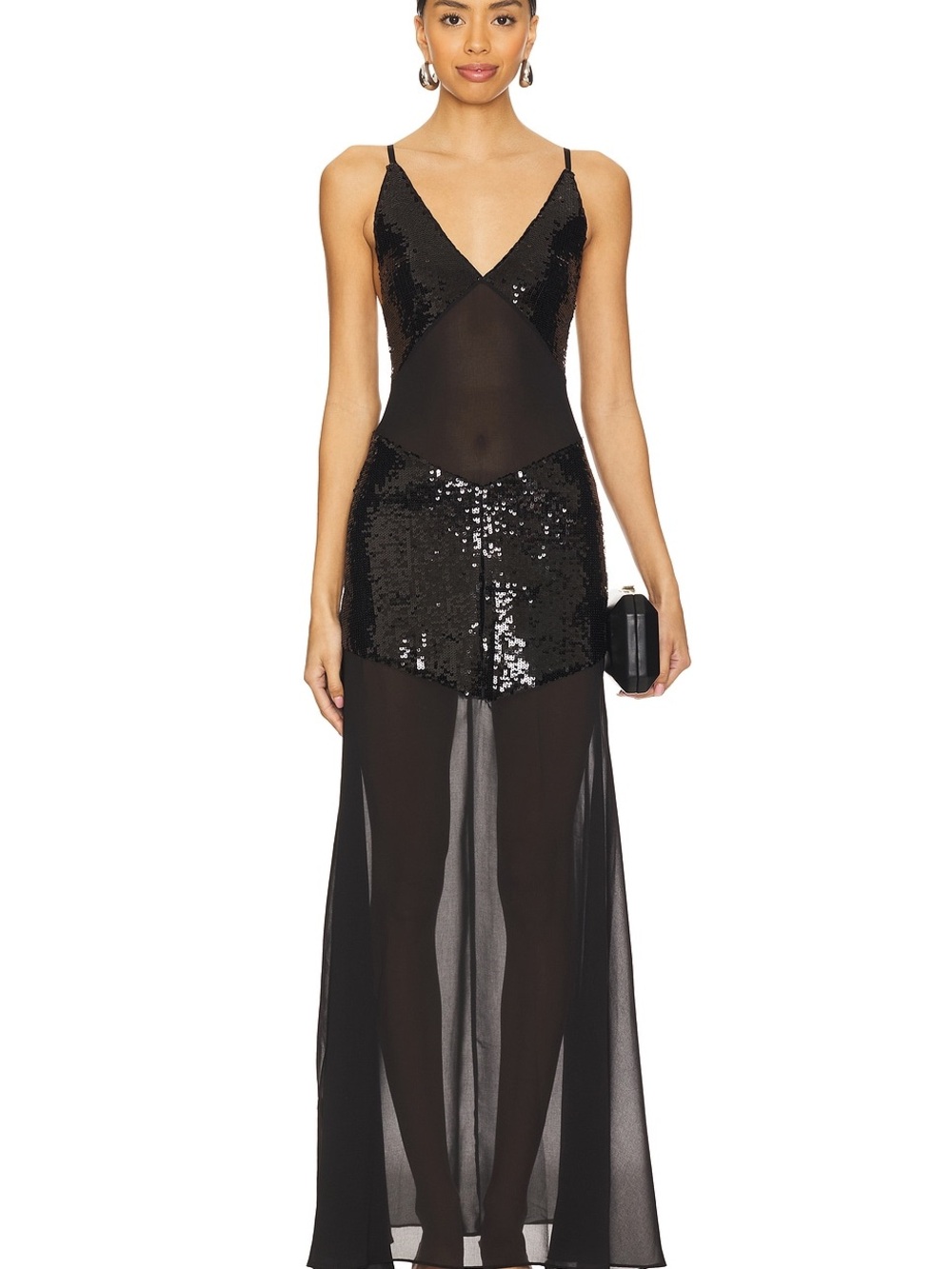 WeWoreWhat Black Sequin Sheer Maxi Dress 6